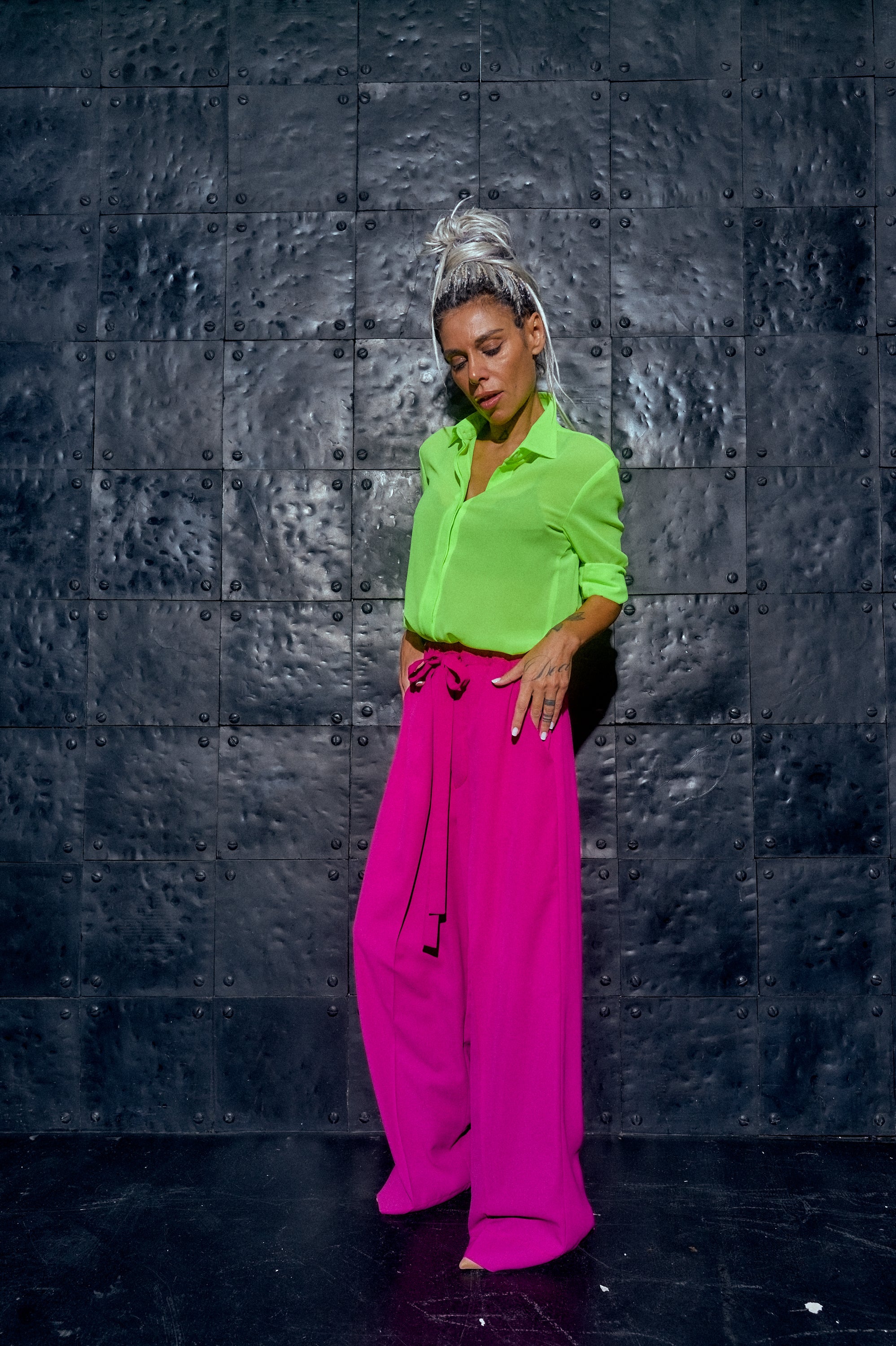 Neon Green Top + Magenta Pants Outfit Set – Clothes By Locker Room