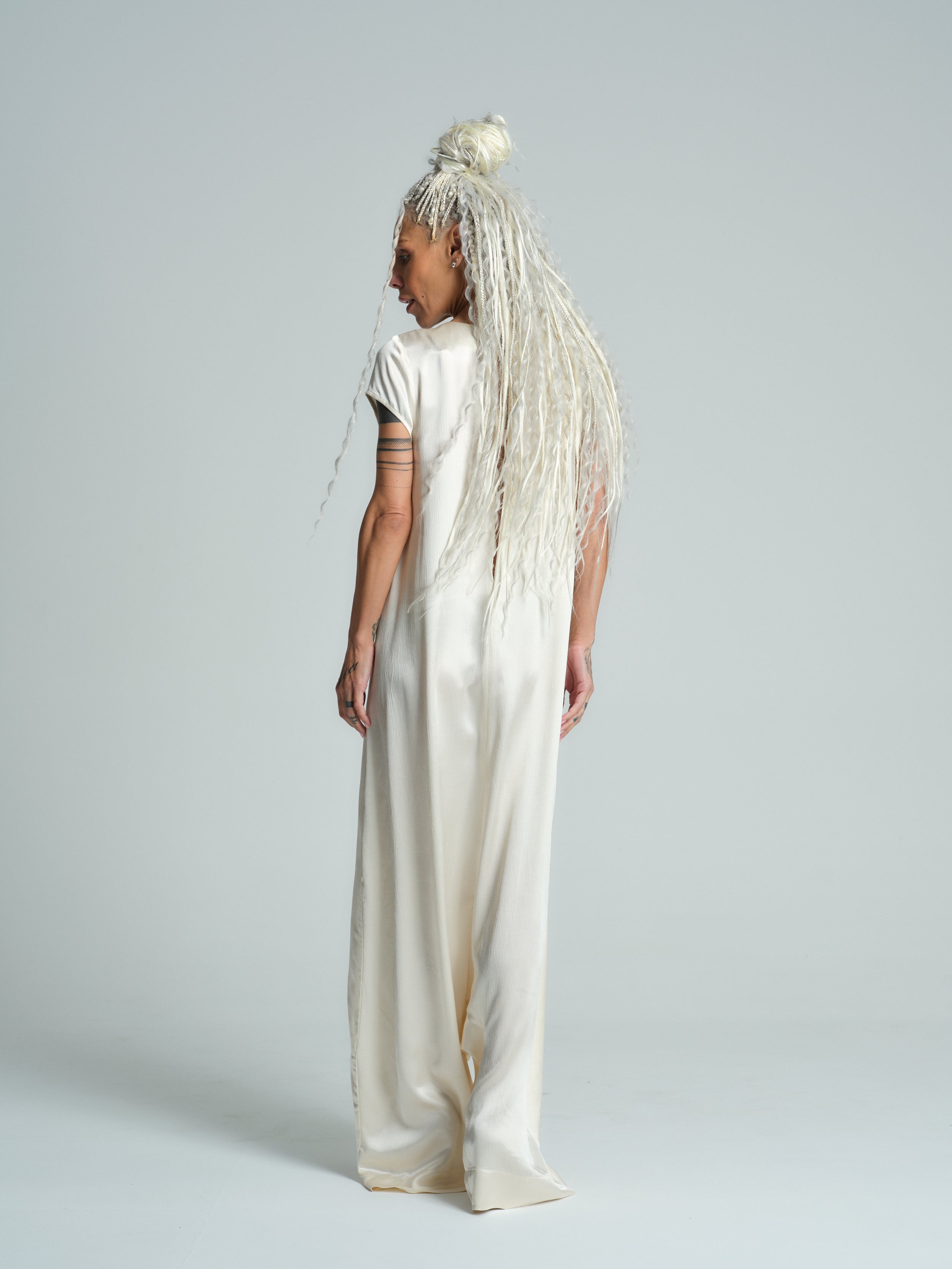 Ivory Satin Jumpsuit