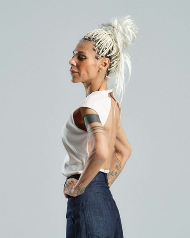 Double-Waistband Jeans in Navy