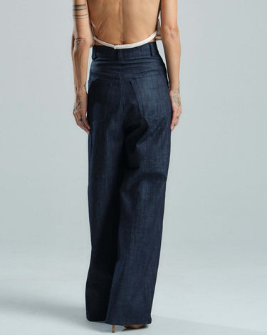 Double-Waistband Jeans in Navy