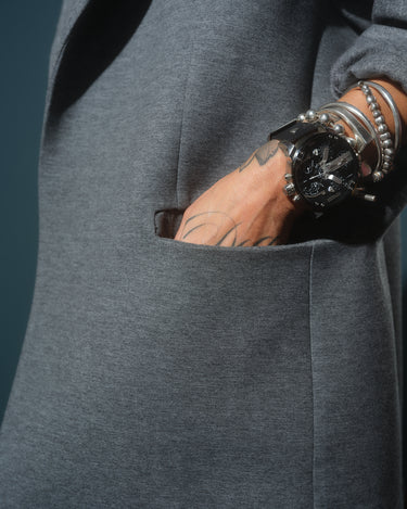 Gray Oversized Blazer featuring a relaxed fit, dropped shoulders, and discreet front pocket detail.