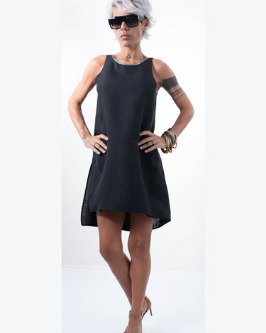Linen Little Black Dress With a Zipper on the Back - Clothes By Locker Room
