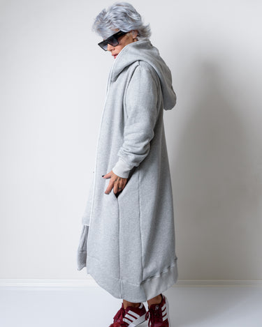 Grey Long Oversized Asymmetrical Casual Hoodie Sweatshirt - Clothes By Locker Room