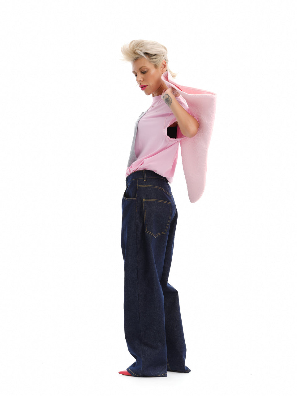Pink Graphic Tee & Baggy Jeans Outfit Set L/XL / 2XL/3XL