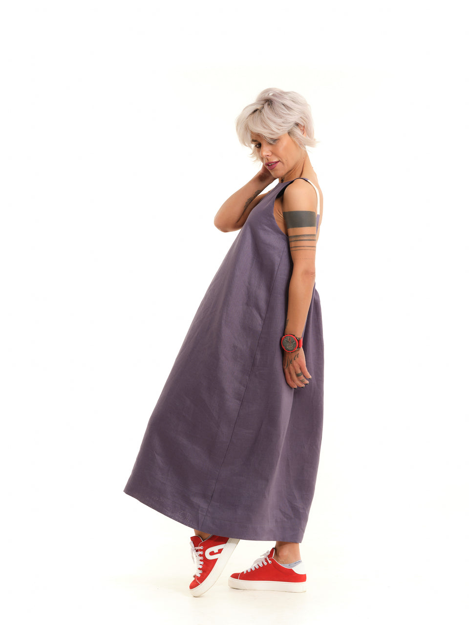 Mauve Open-Back Linen Dress – Clothes By Locker Room