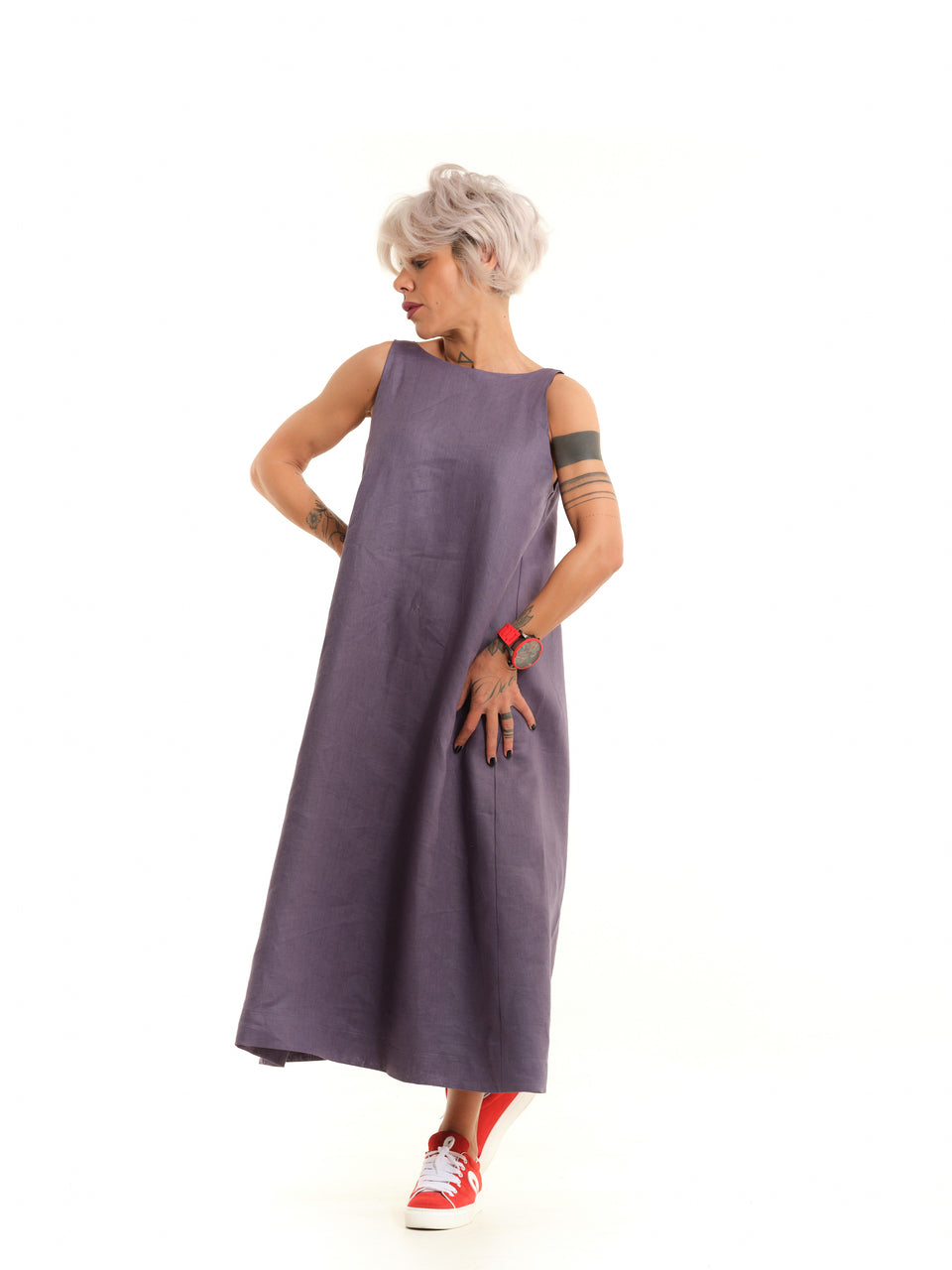 Clothe by Locker Room Mauve Open-Back Linen Dress 2XL/3XL