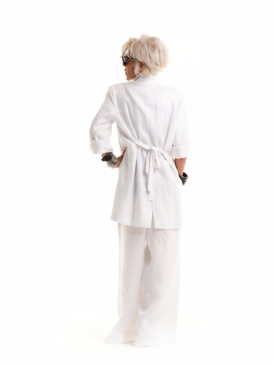 Ladies white outlet linen blazer