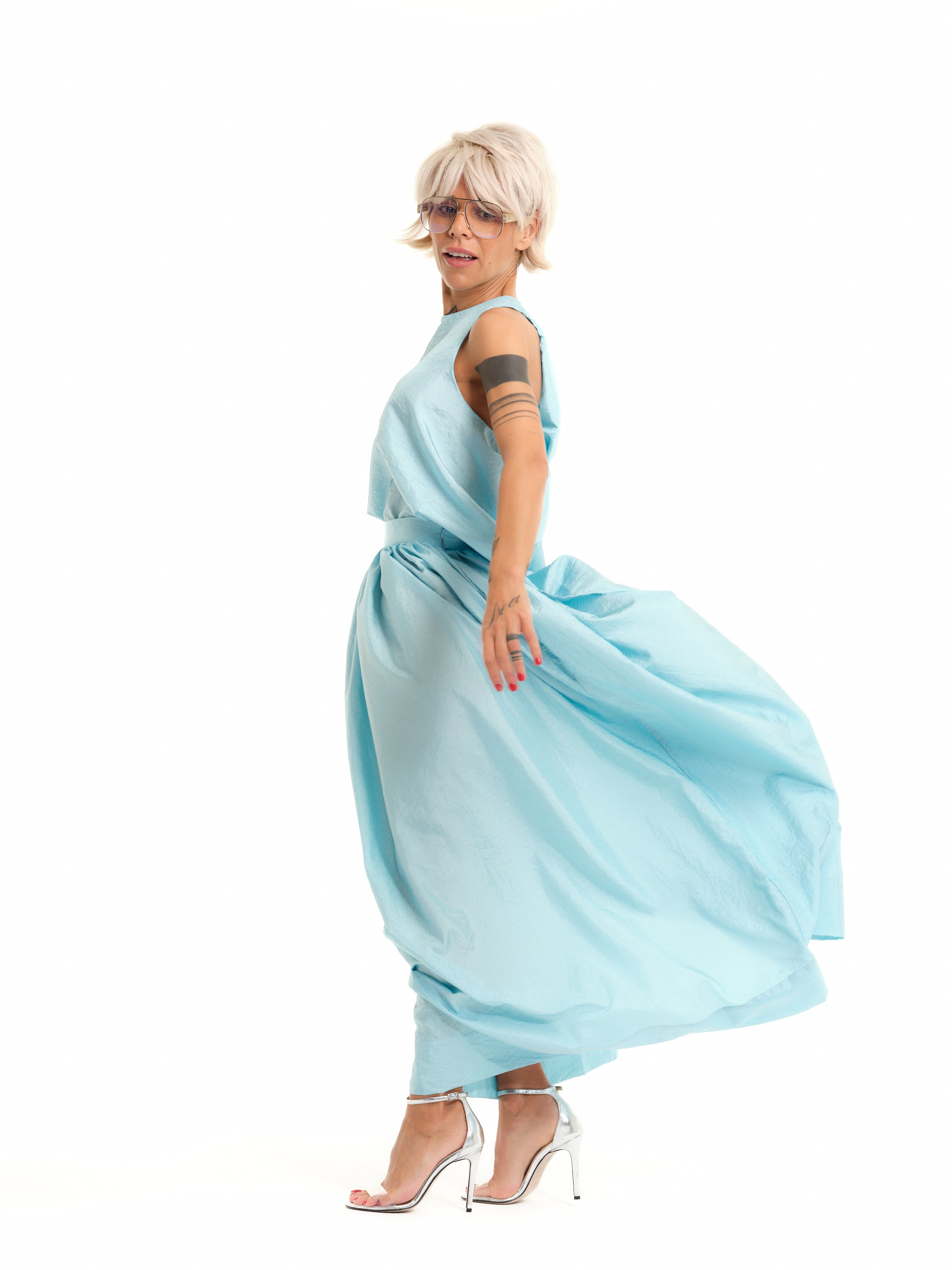 Blue Taffeta Co-Ord Set