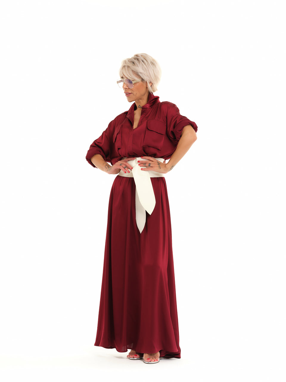Red maxi shirt dress Clearance