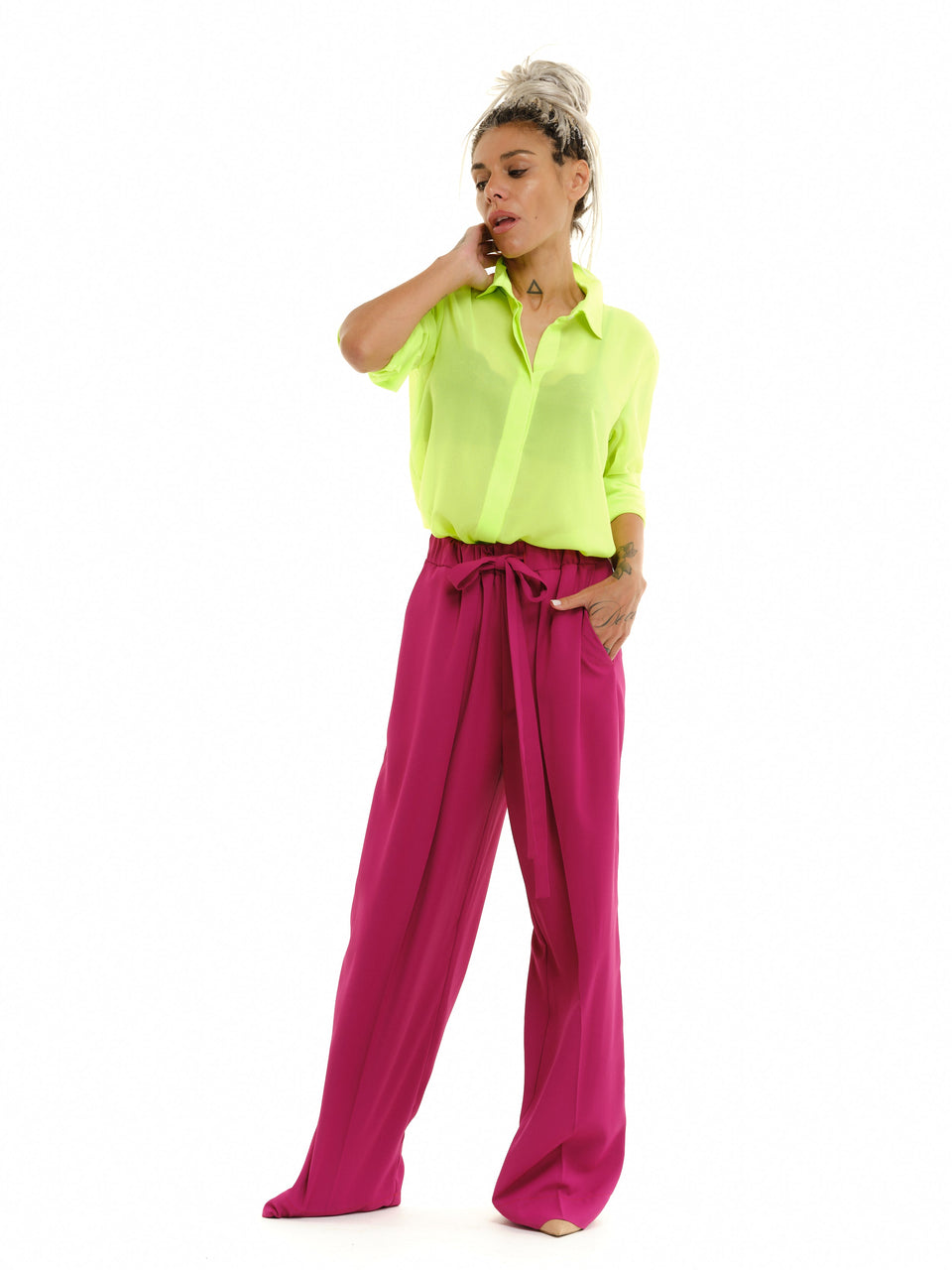 Neon Green Top + Magenta Pants Outfit Set – Clothes By Locker Room