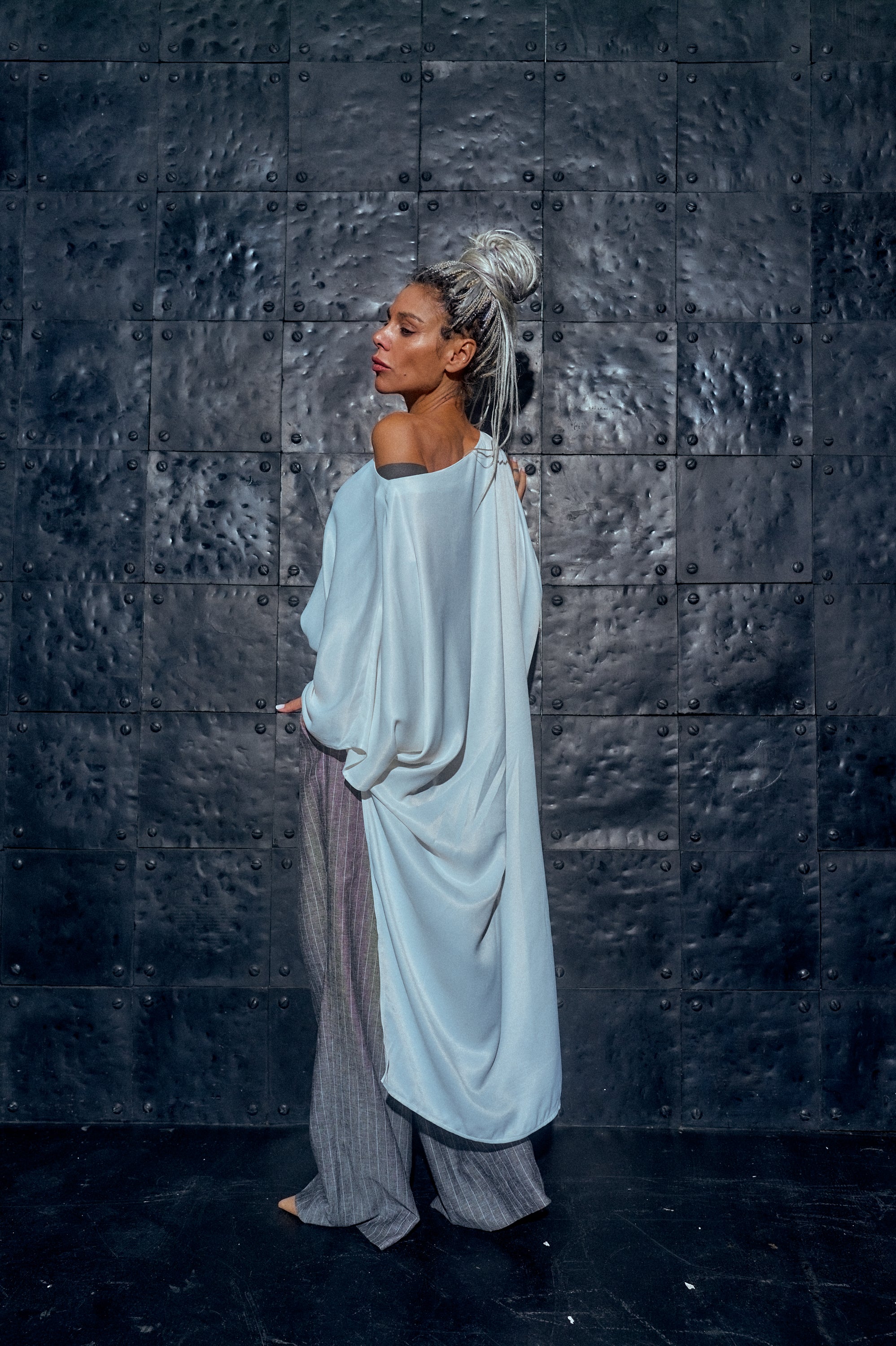 Off-The-Shoulder Maxi Tunic in White