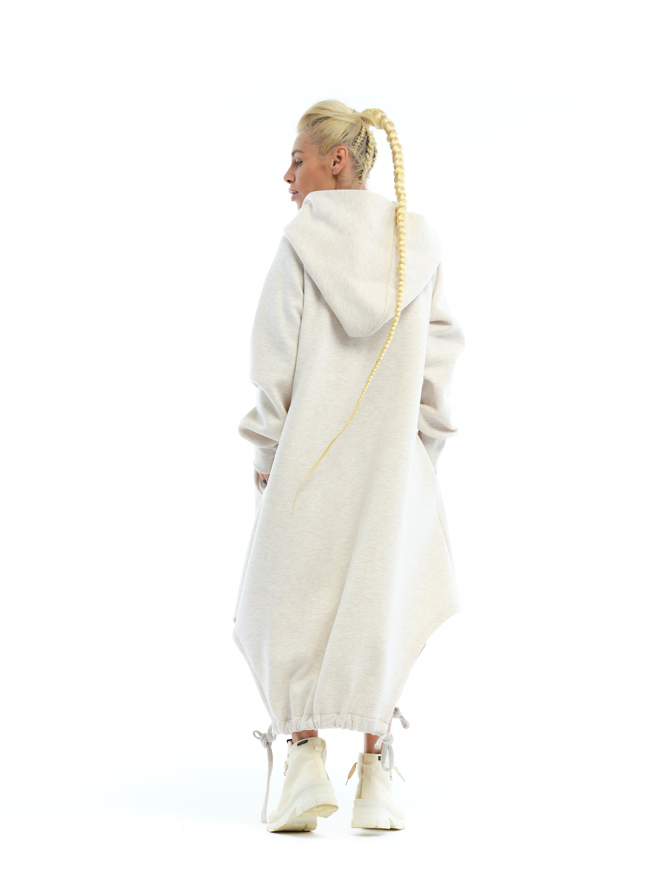 Oversize Cream Hoodie Dress S/M Oversize Cream Hoodie Dress S/M