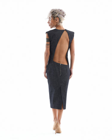 Denim Cutout Midi Dress M Denim Cutout Midi Dress M