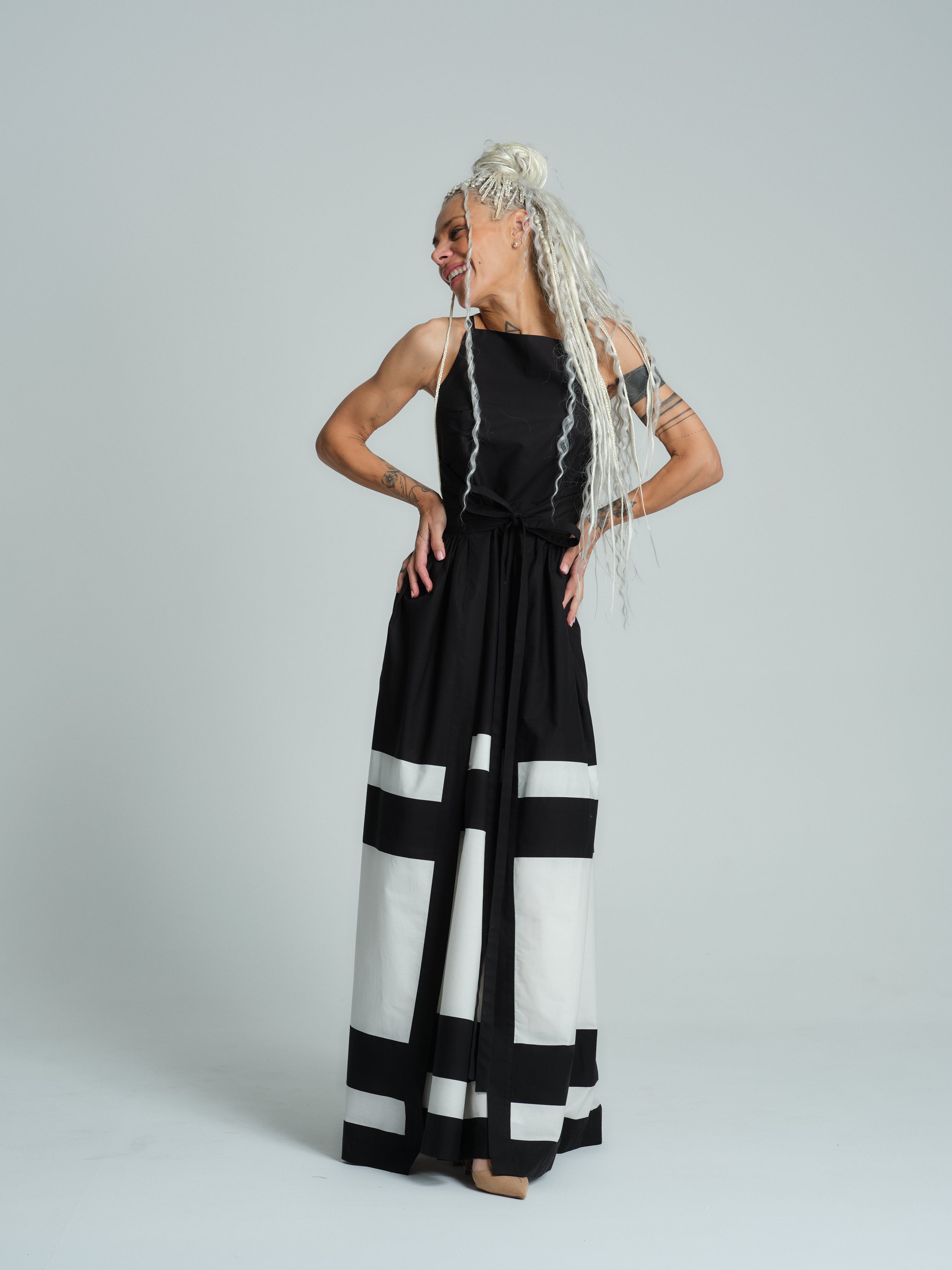Sleeveless Black Printed Maxi Dress