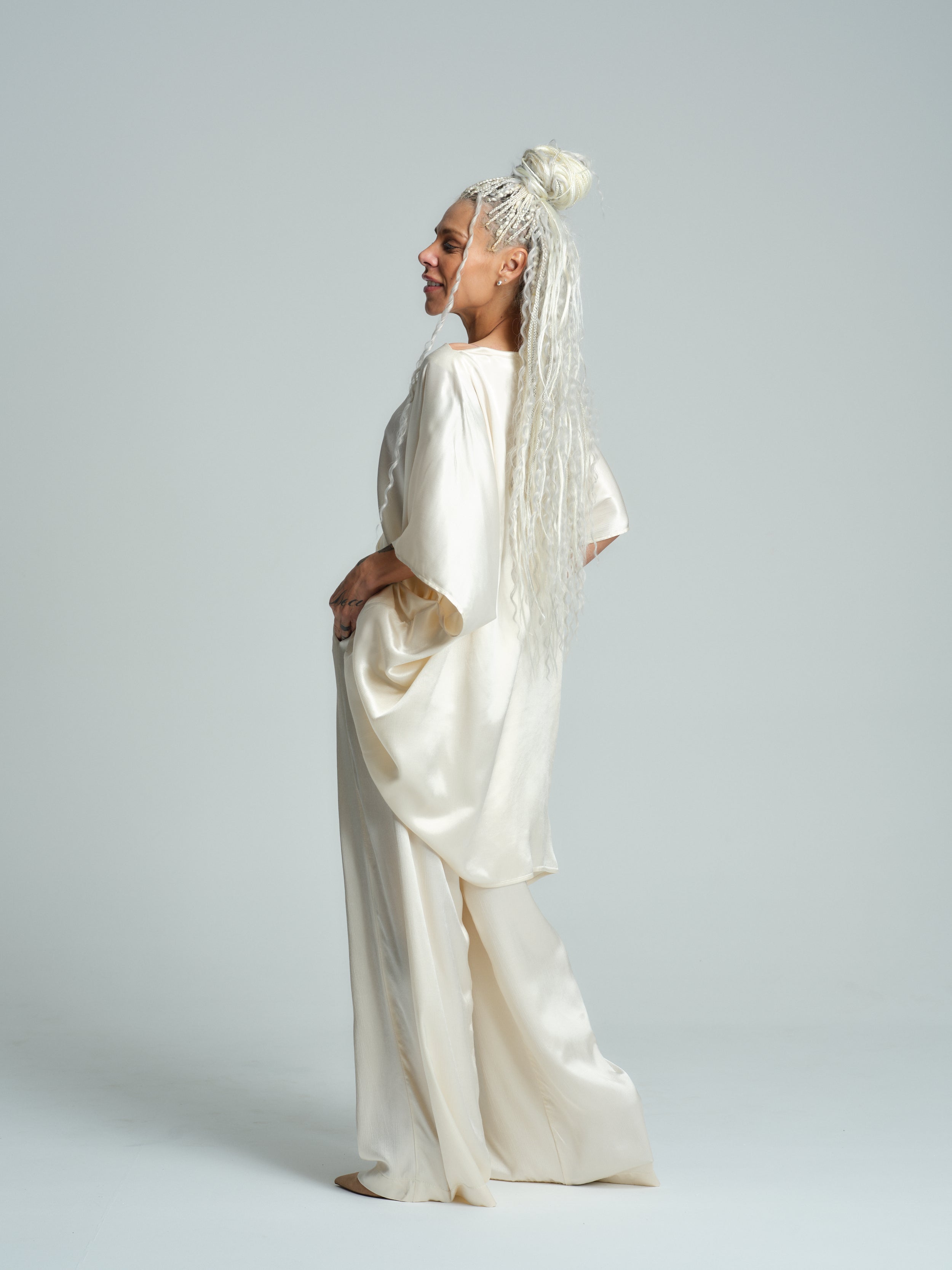 Ivory Satin Draped Top & Relaxed Pants Co-Ord Set – Clothes By Locker Room Ivory Satin Draped Top & Relaxed Pants Co-Ord Set – Clothes By Locker Room