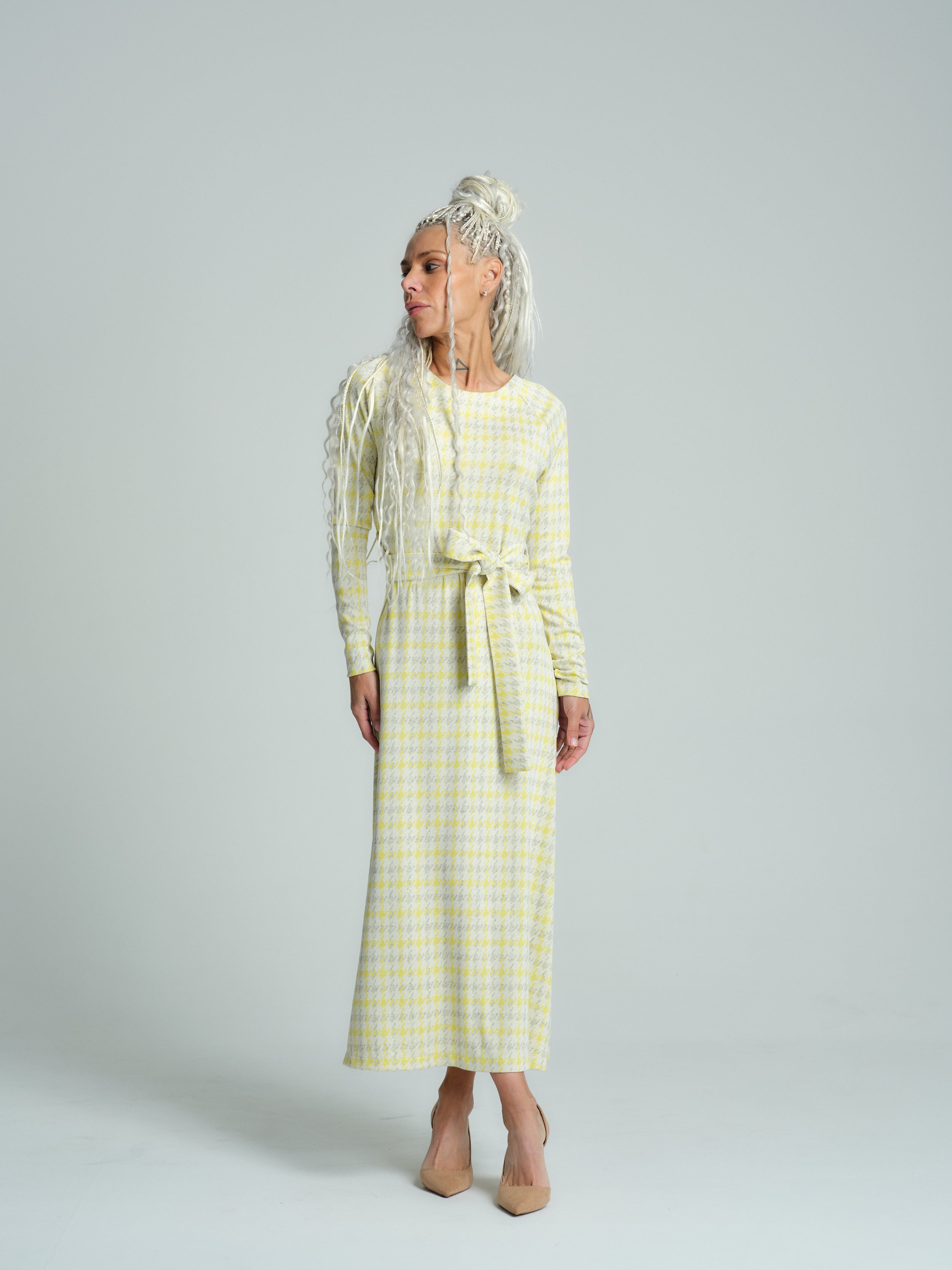 Belted Plaid Maxi Dress
