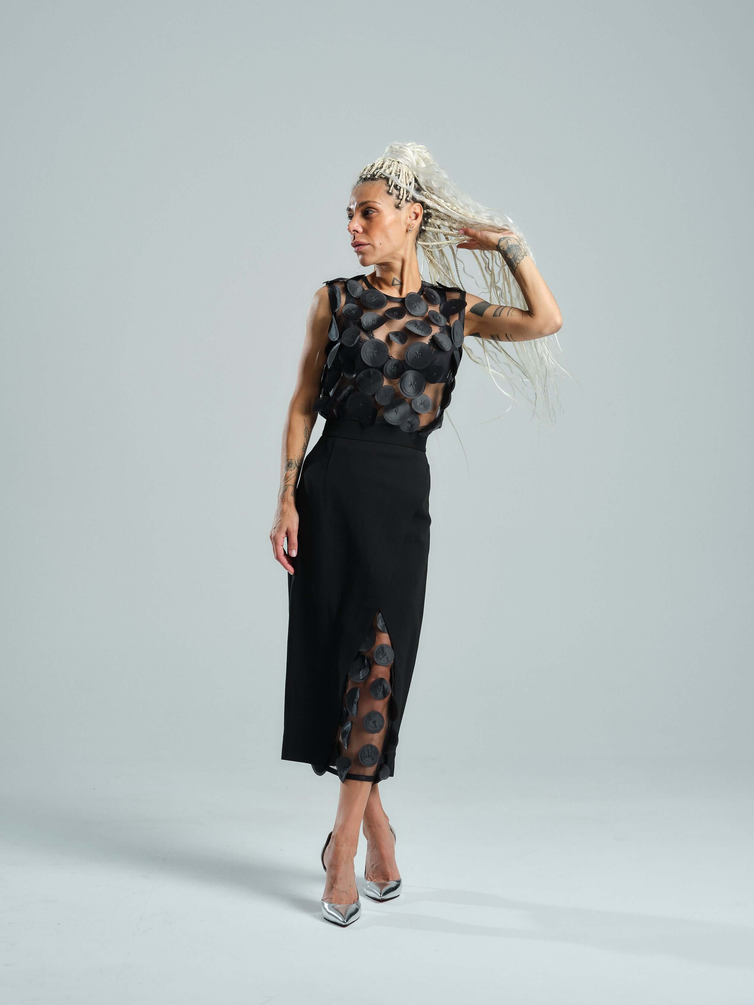 mesh top and dress GRWM: 4 Ways To Style The Mesh Rhinestone Top , Which #ootd 1-4 was your favorite!?, Todays Affirmation:, Believe in your sparkle, You can also style this top over a long sleeve bodysuit or