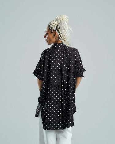 Black & White Polka-dot Button-Down Shirt