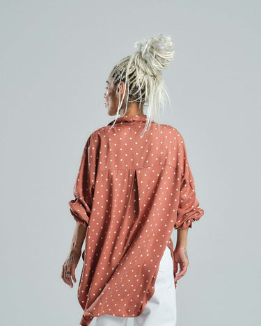 Brown & White Polka-dot Button-Down Shirt