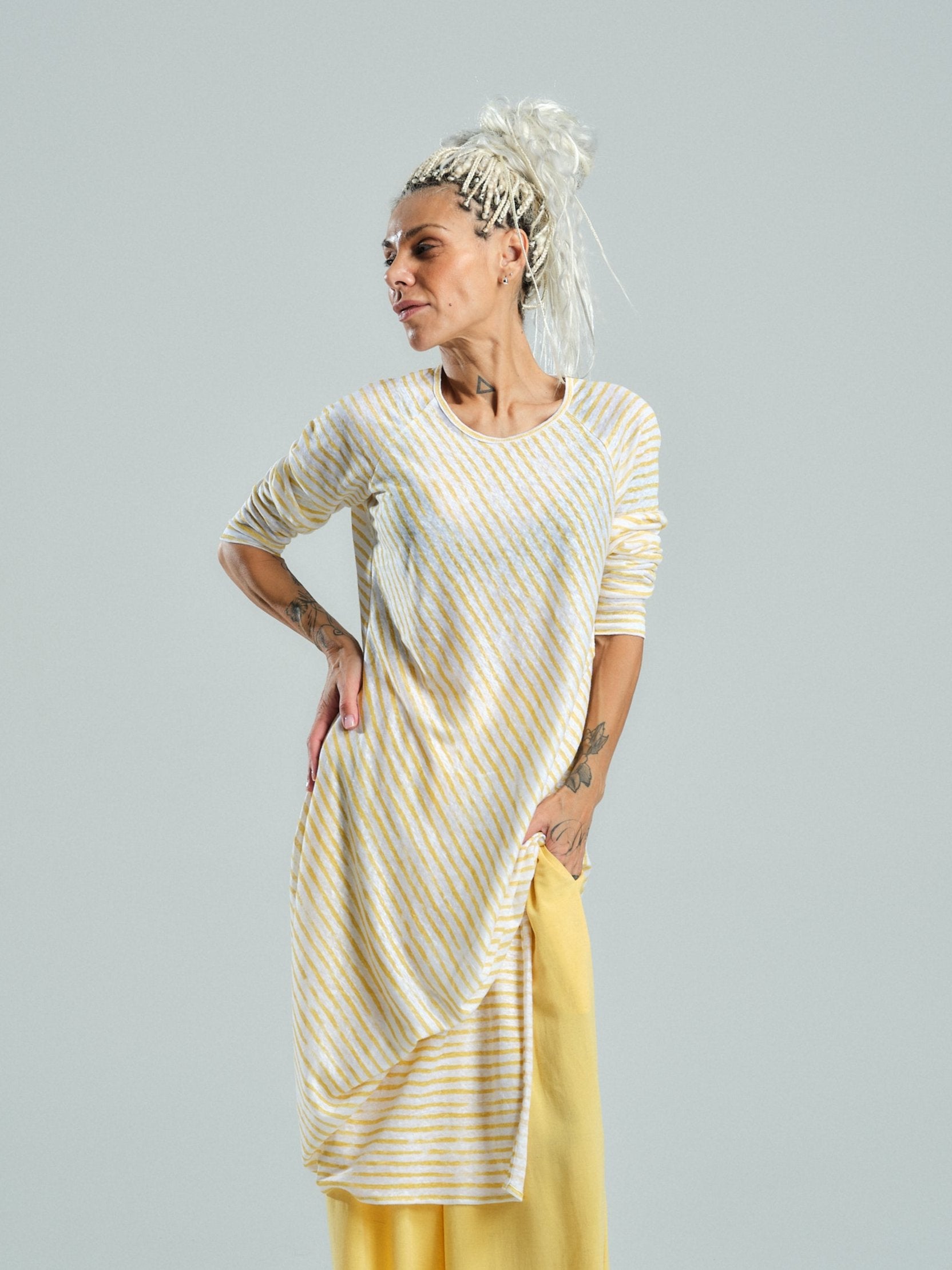 Yellow Striped Linen Tunic