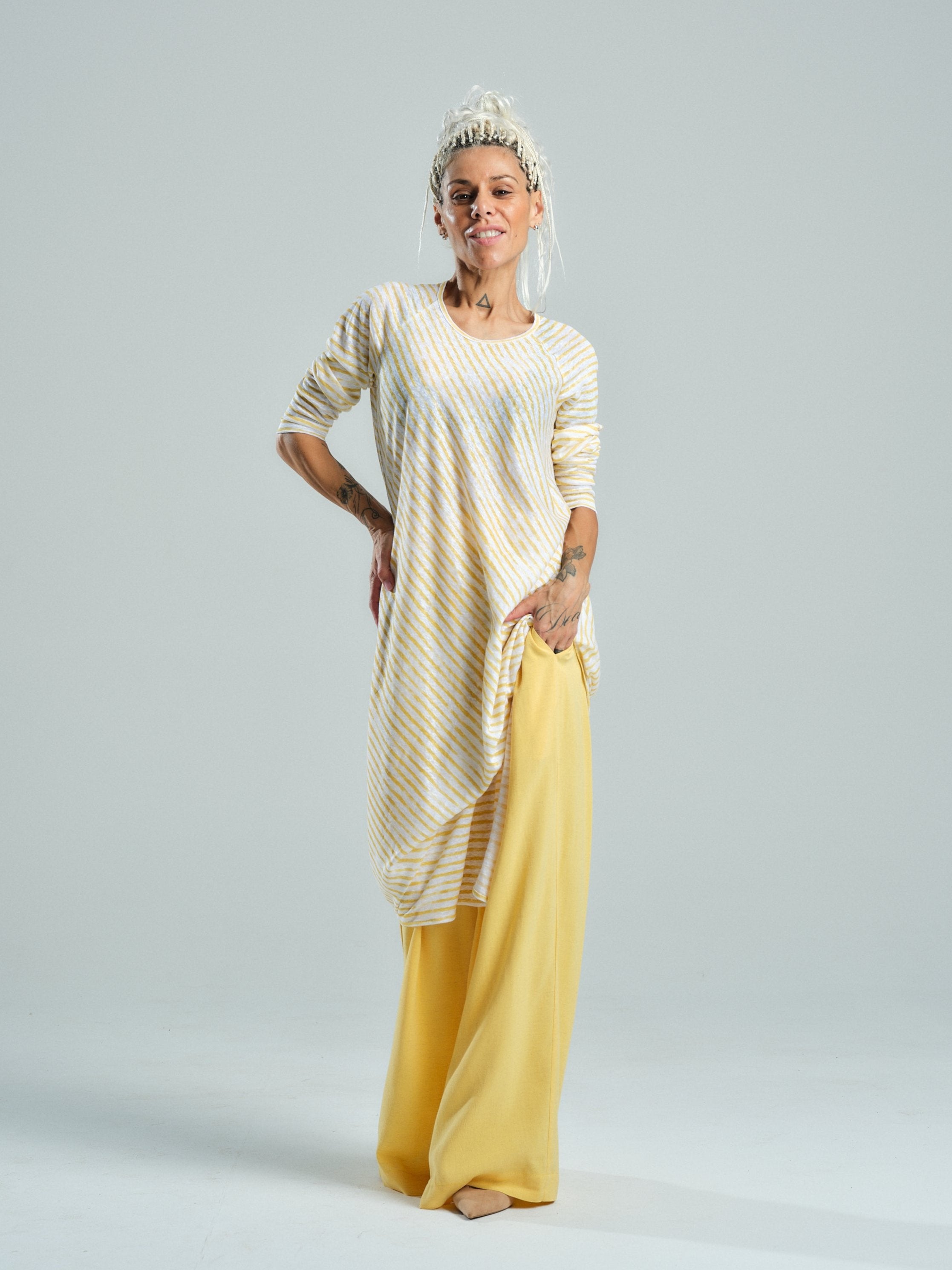 Yellow Striped Linen Tunic