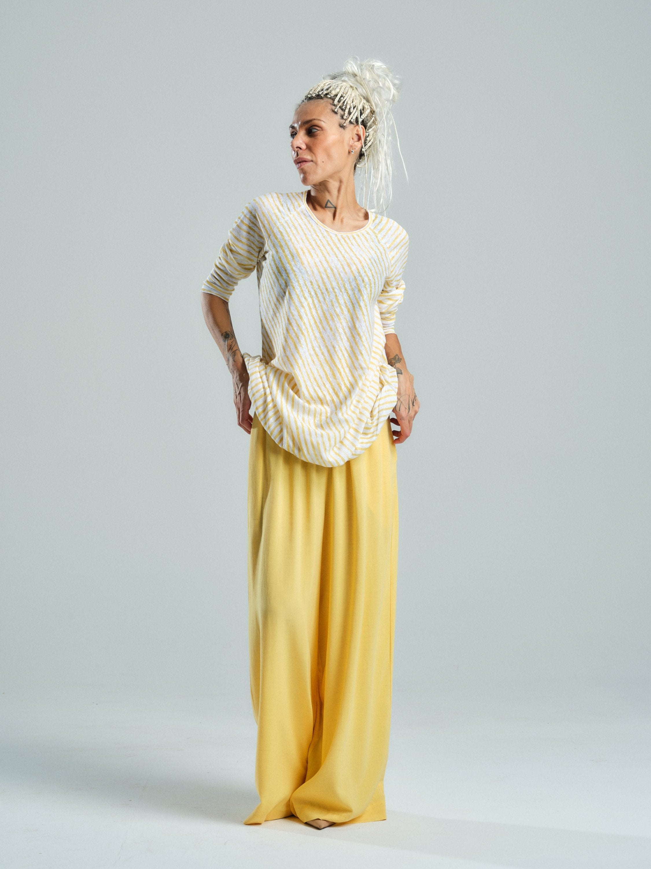 Yellow Striped Linen Tunic