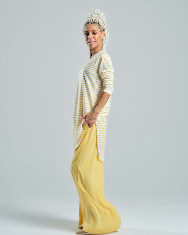 Yellow Striped Linen Top