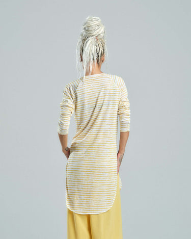 Yellow Striped Linen Top