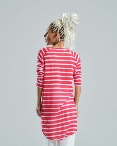 Red Striped Linen Top