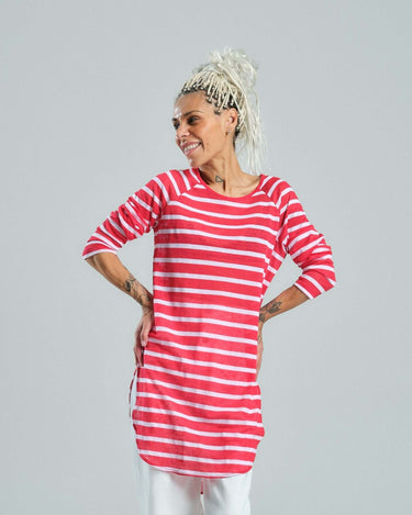 Red Striped Linen Top