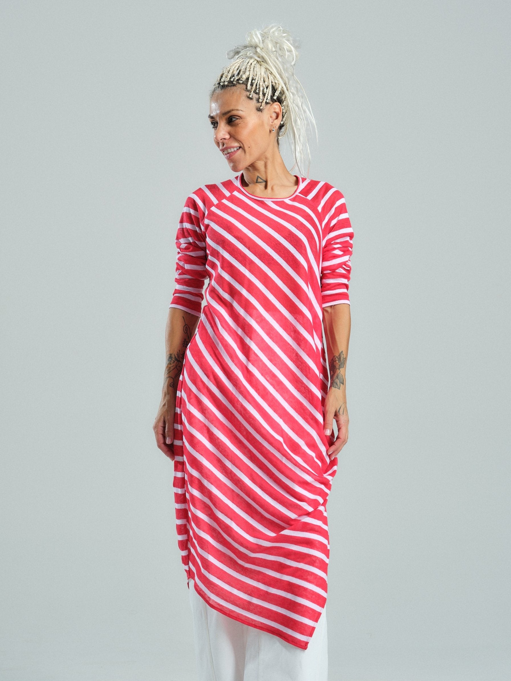 Red Striped Linen Tunic