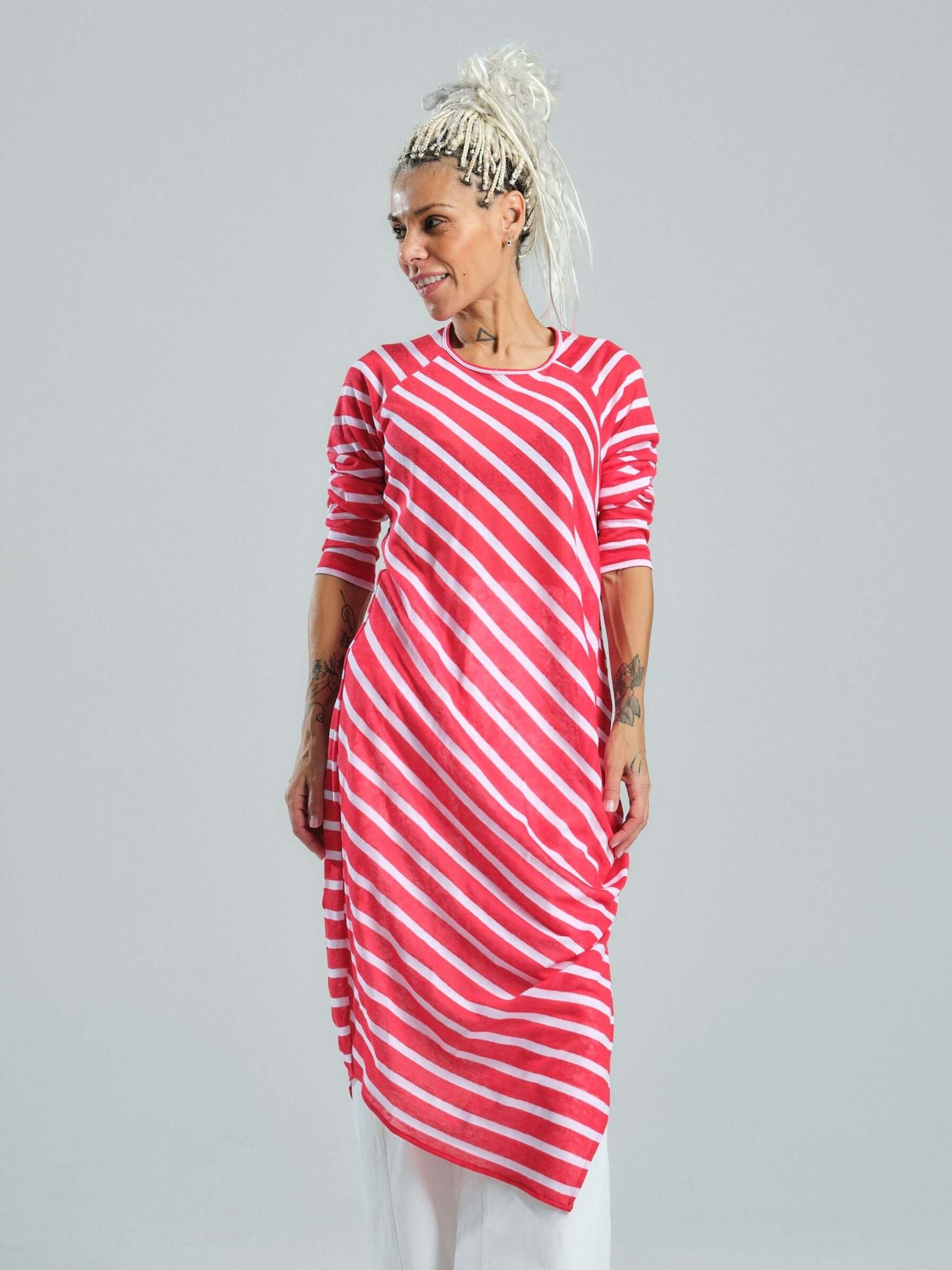 Red Striped Linen Tunic