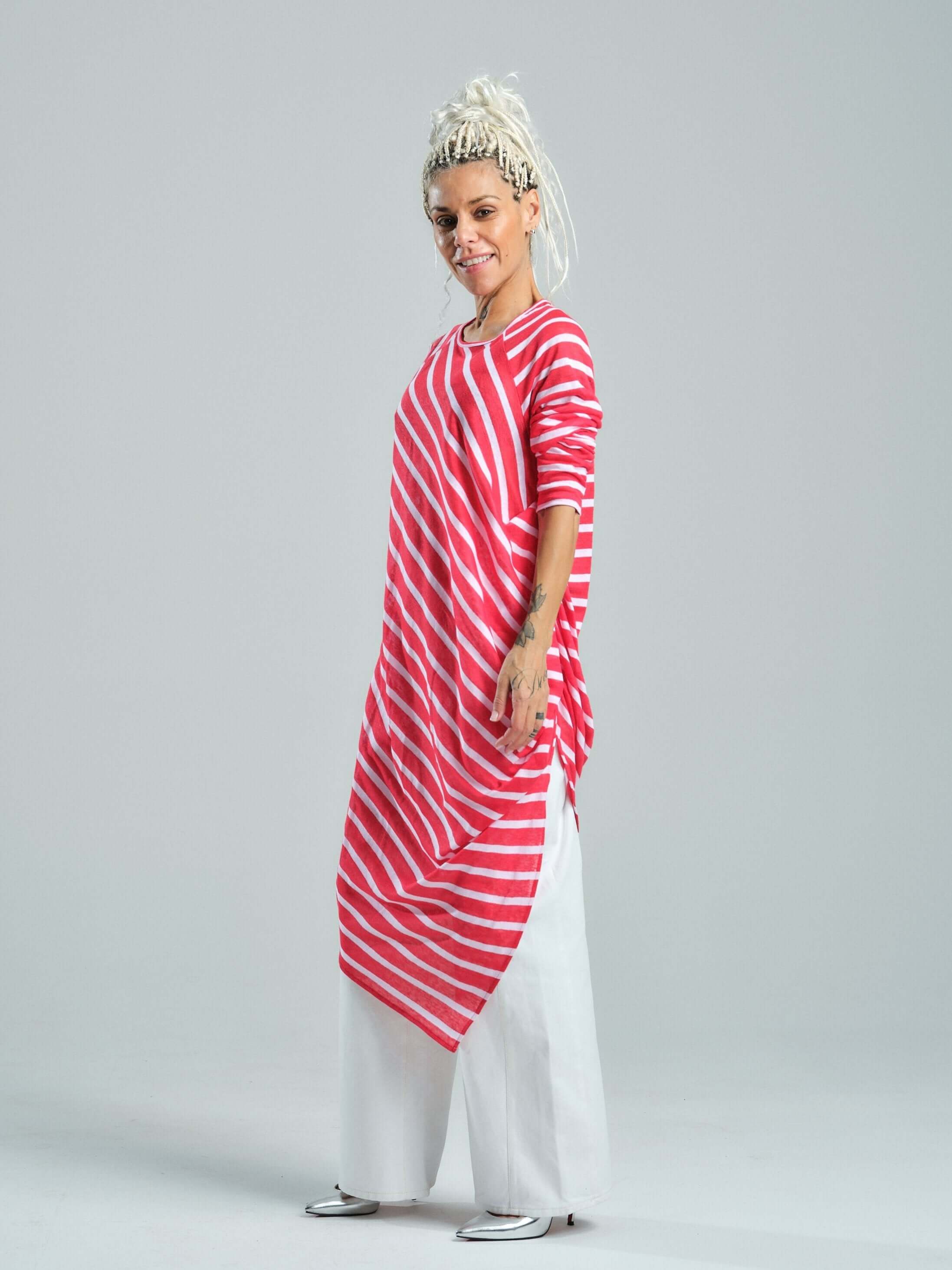 Red Striped Linen Tunic