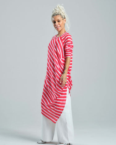 Red Striped Linen Tunic