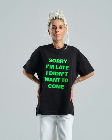 Black Cotton-Blend Graphic Tee