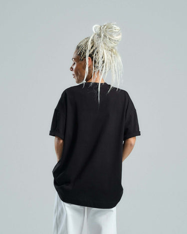 Black Cotton-Blend Graphic Tee