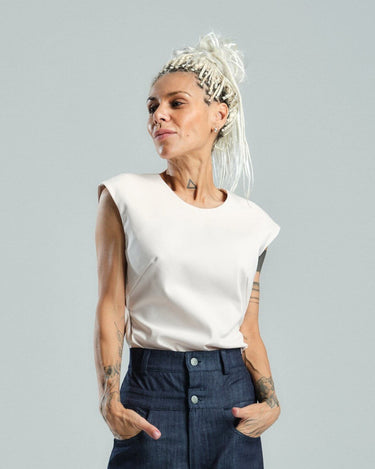 Double-Waistband Jeans in Navy