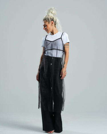 Double-Waistband Jeans in Black