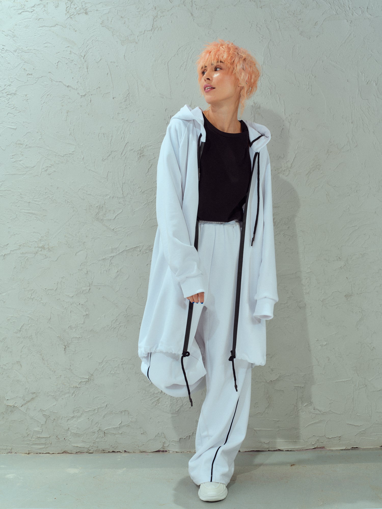 White Color-Block Activewear Set