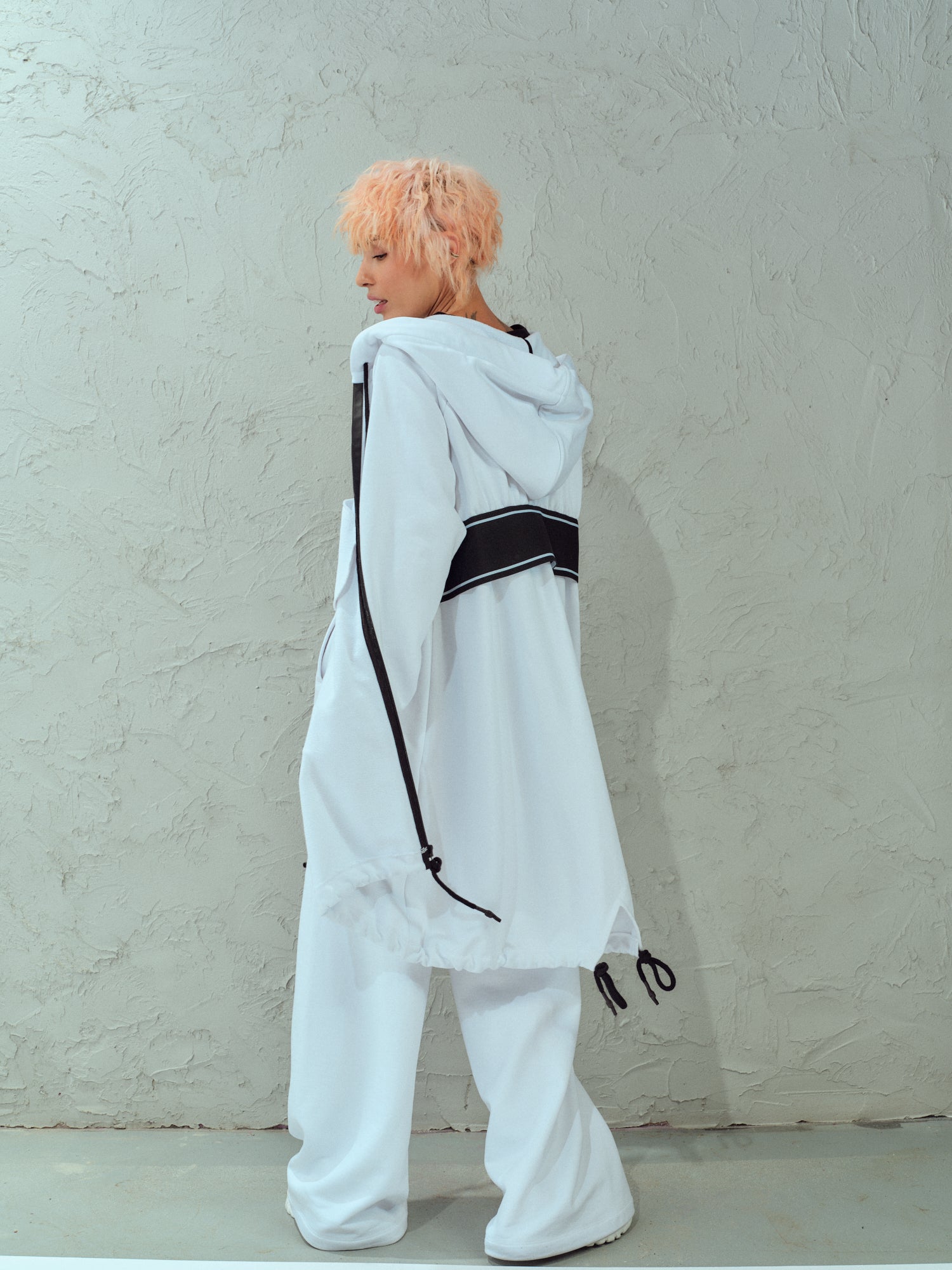 White Color-Block Activewear Set