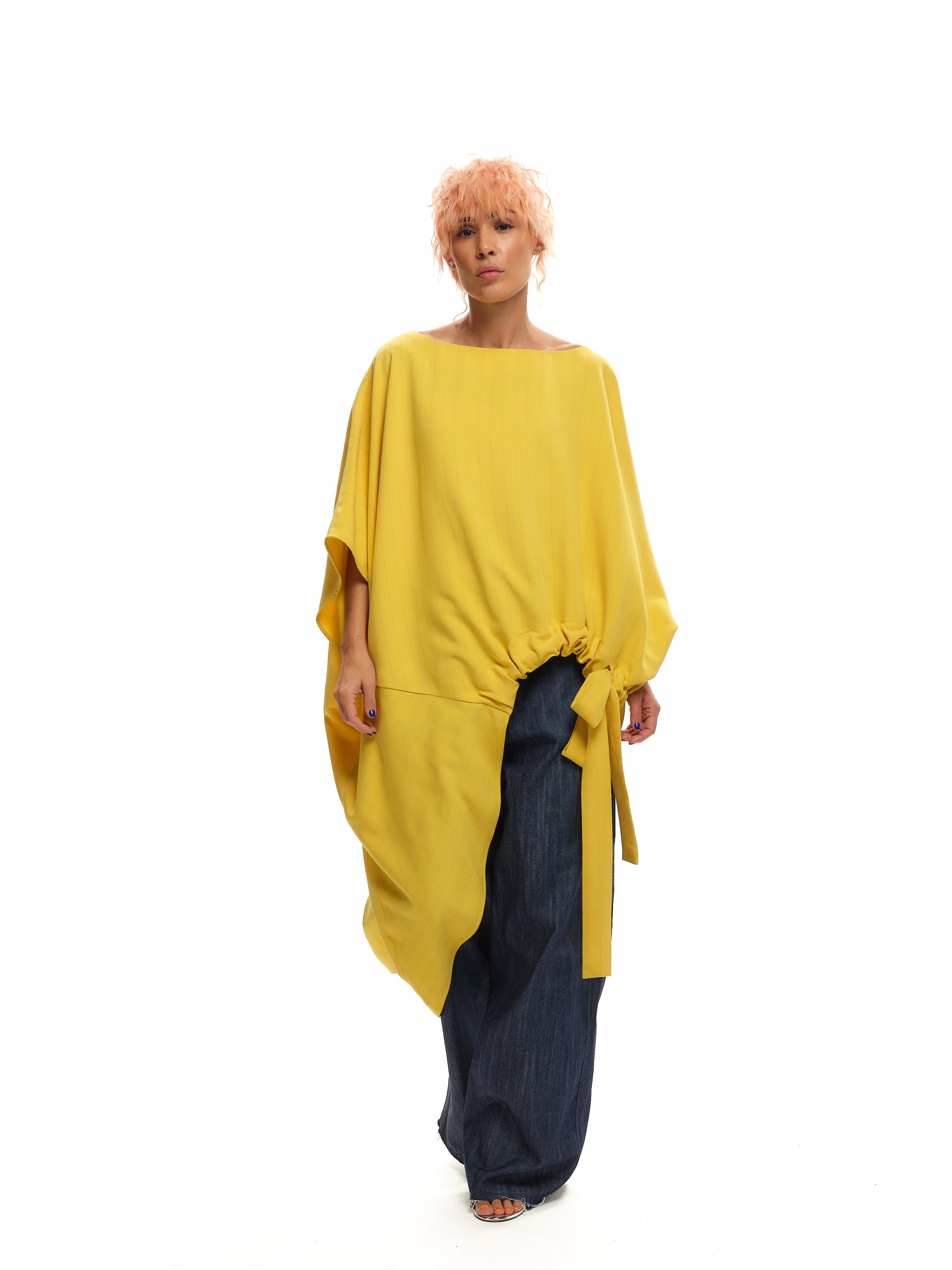 Relaxed Gathered Yellow Top