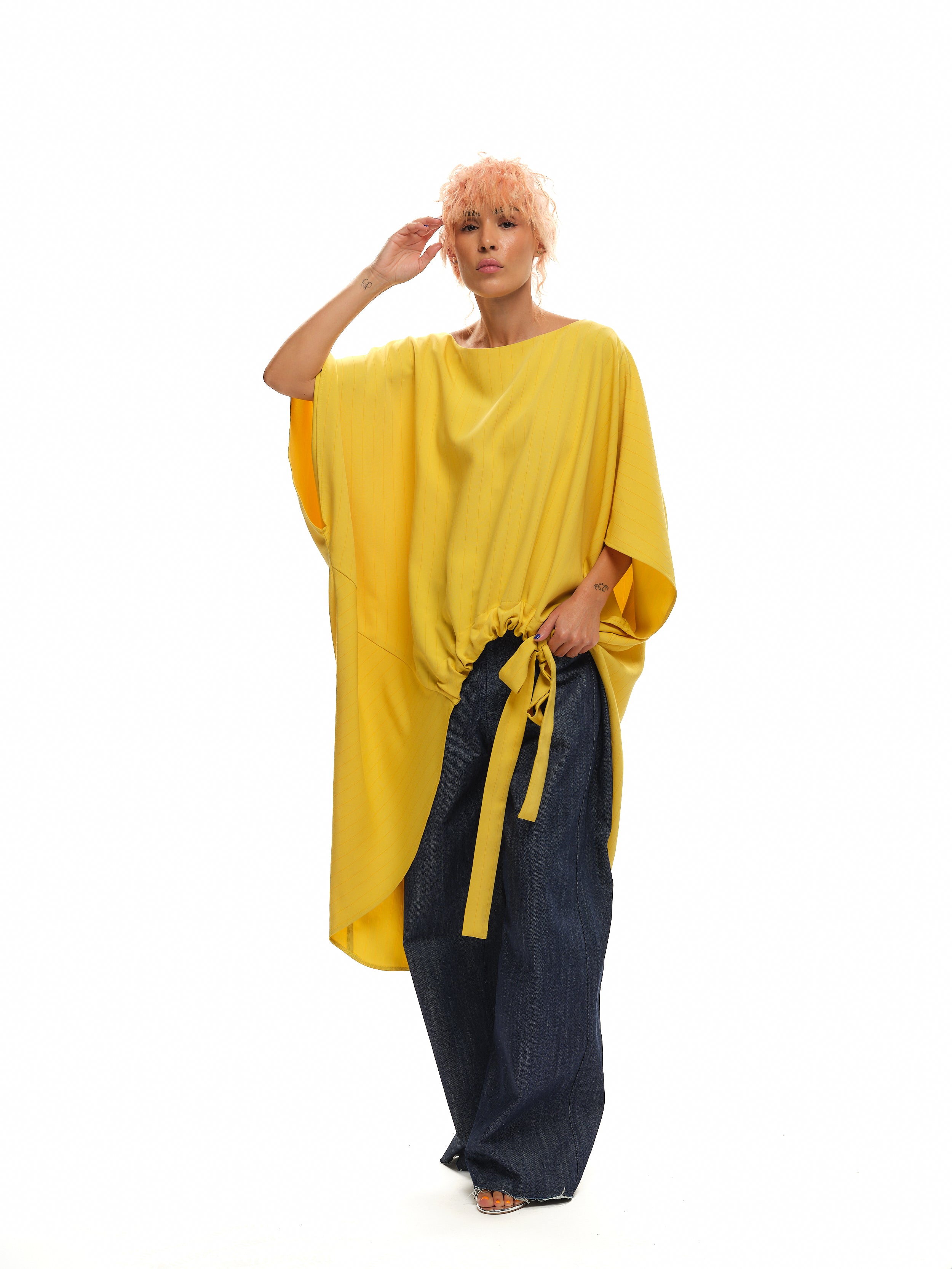 Relaxed Gathered Yellow Top