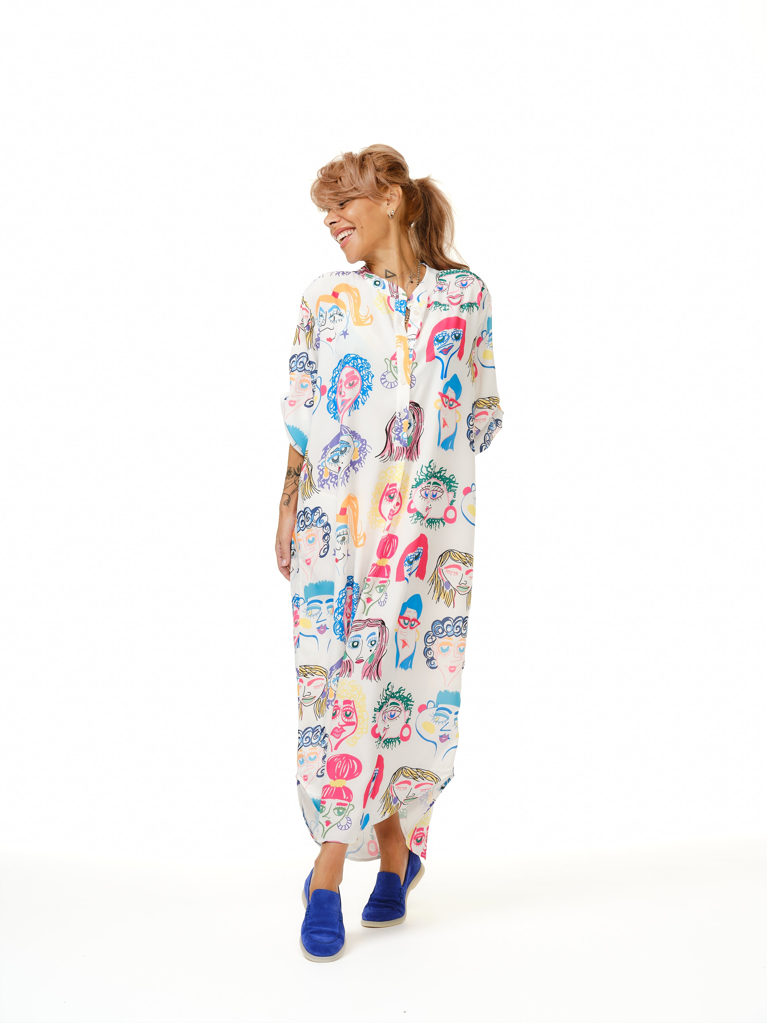 Patterned Maxi Shirt Dress