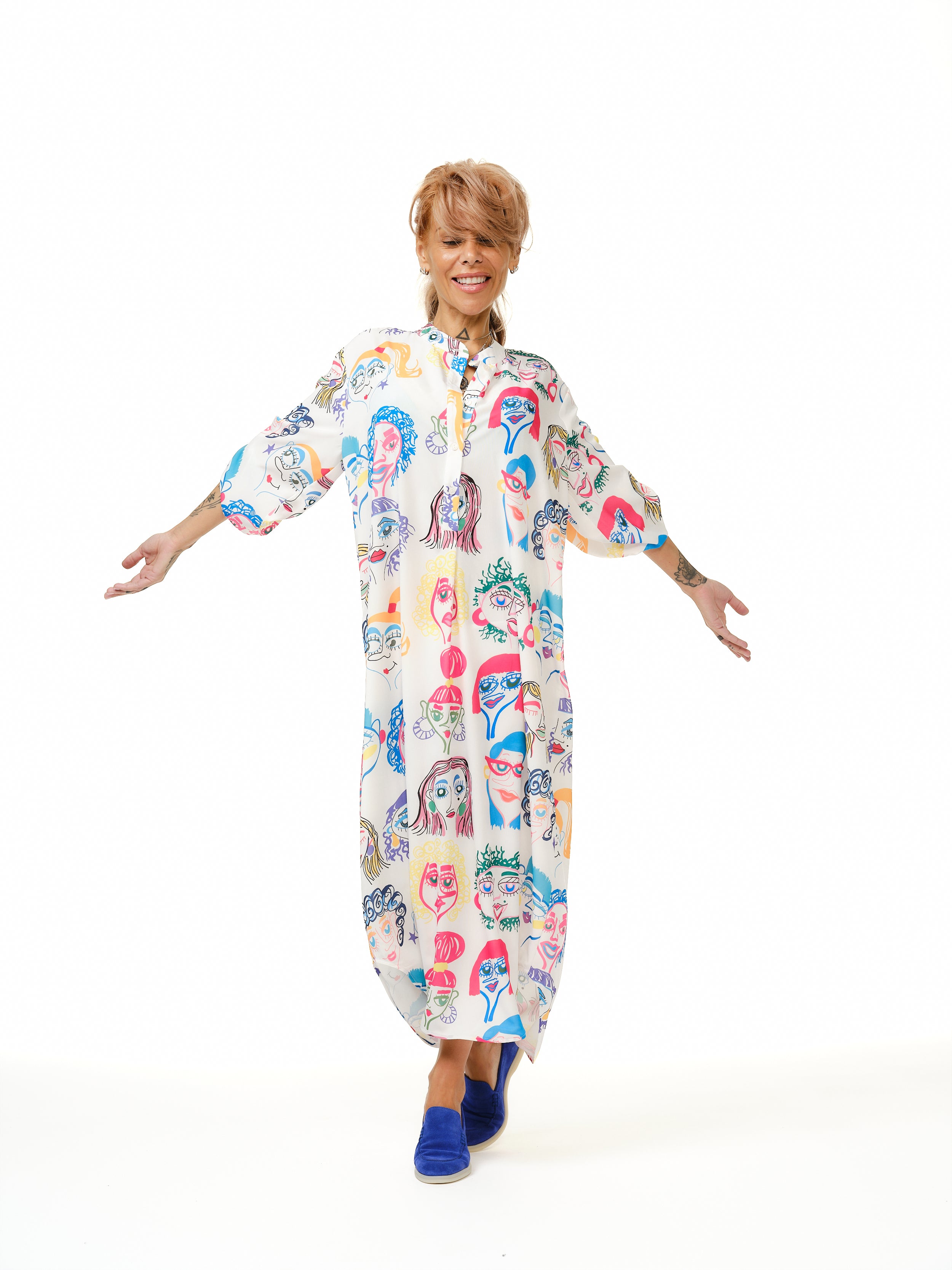 Patterned Maxi Shirt Dress
