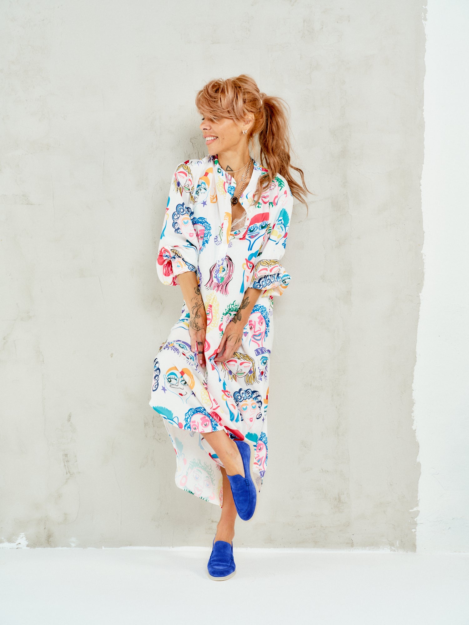 Patterned Maxi Shirt Dress