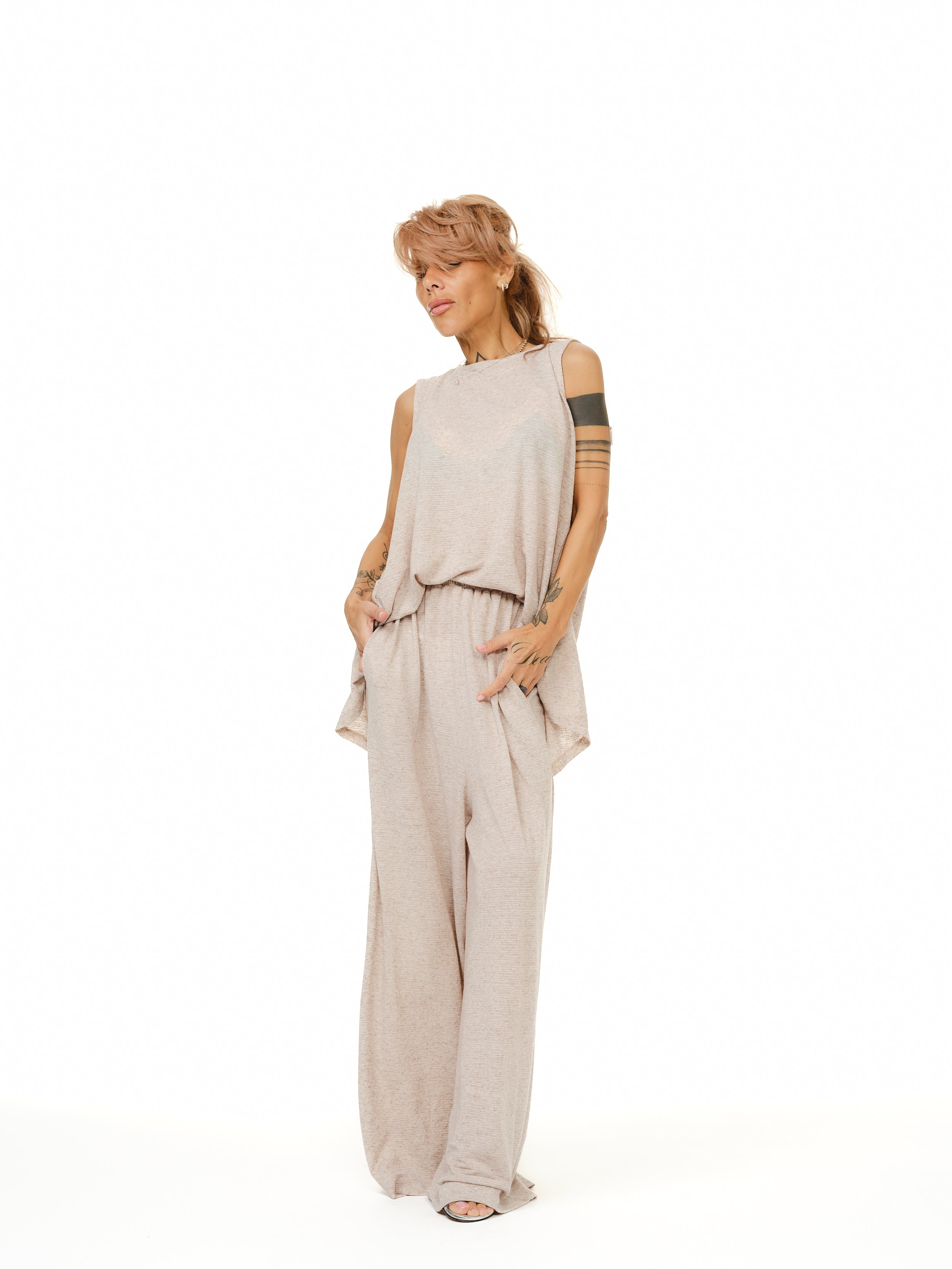 Twist-Back Linen-Blend Co-Ord Set