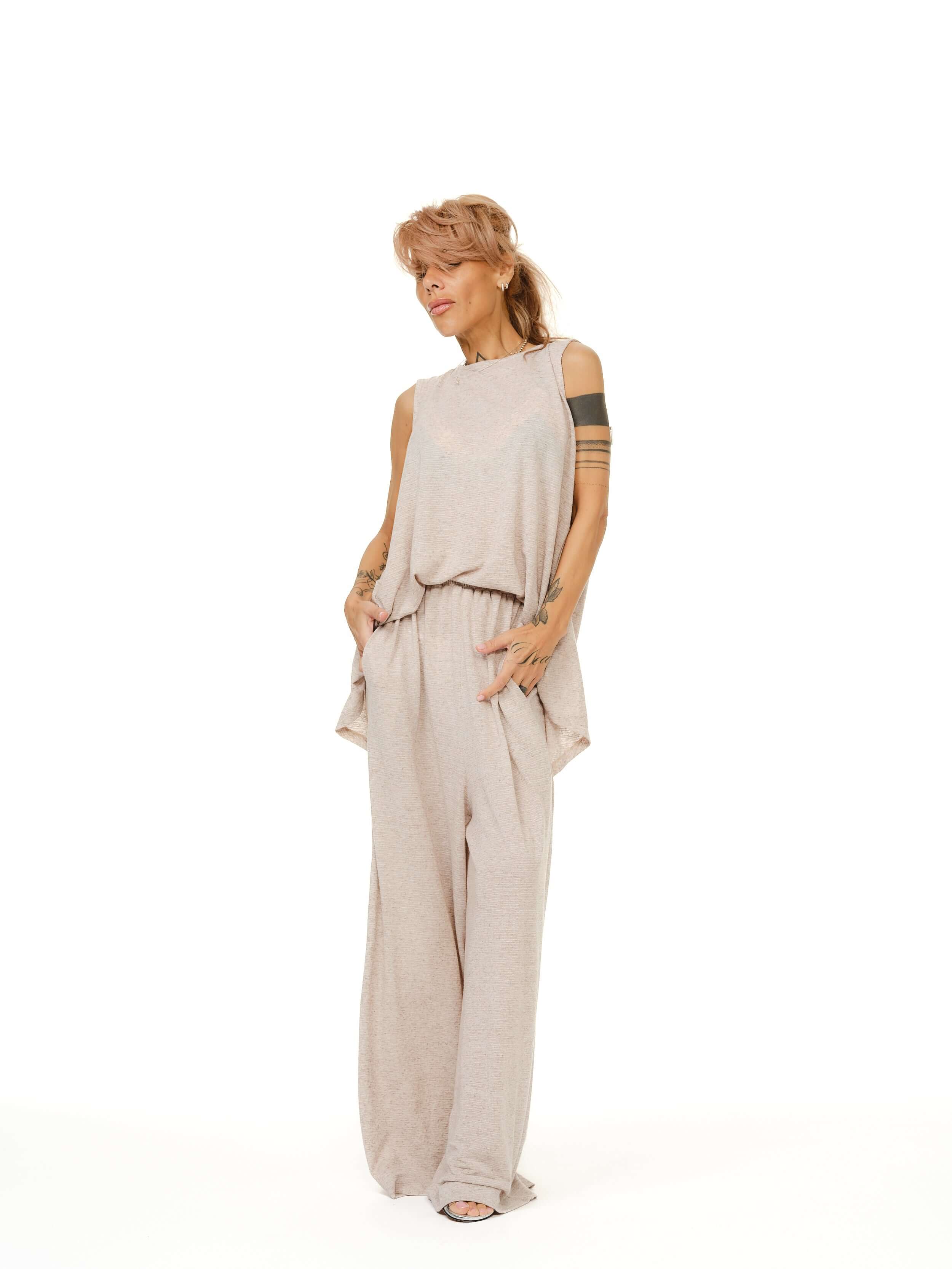 Twist-Back Linen-Blend Co-Ord Set