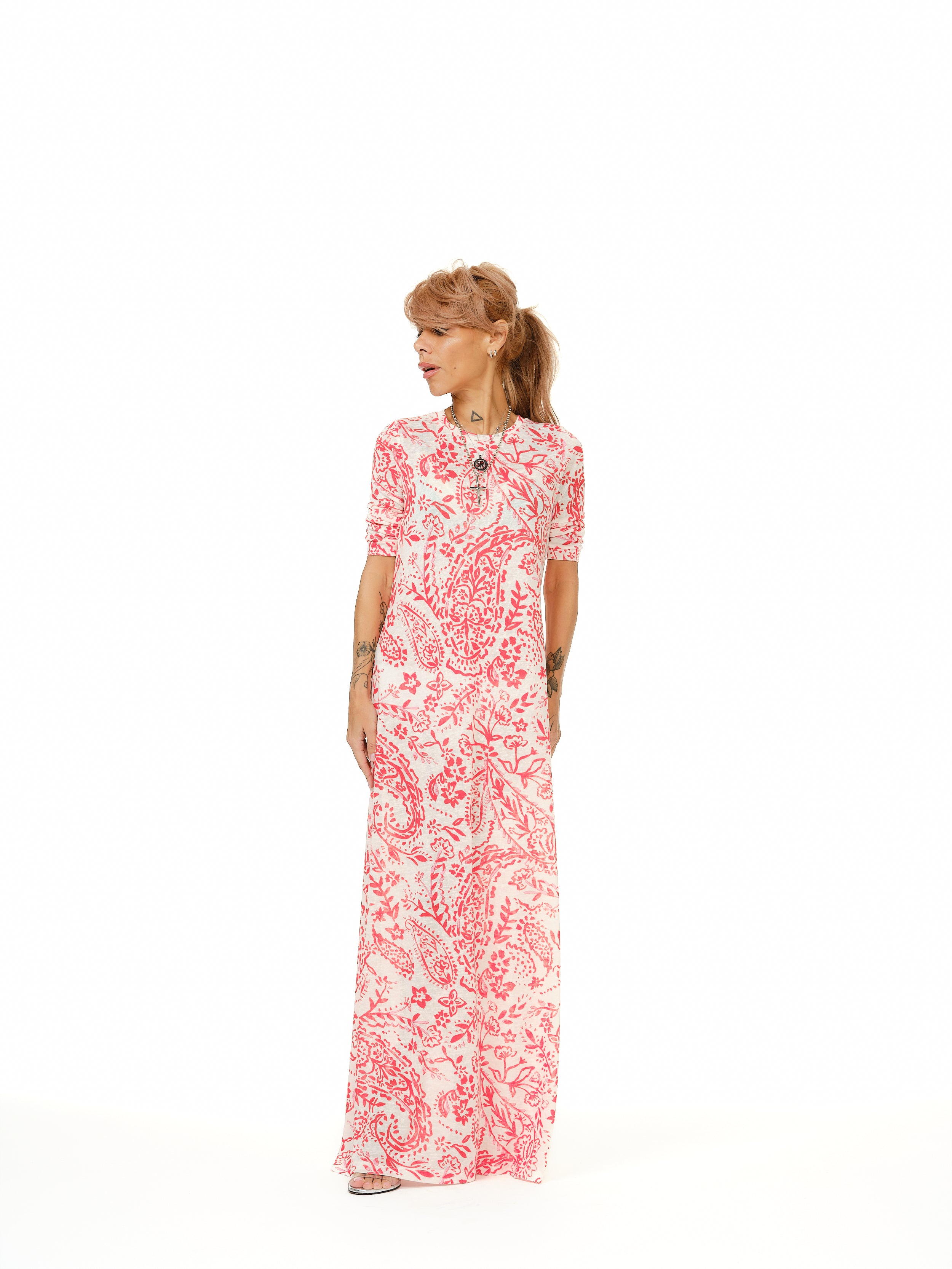 Printed Linen-Blend Maxi Dress
