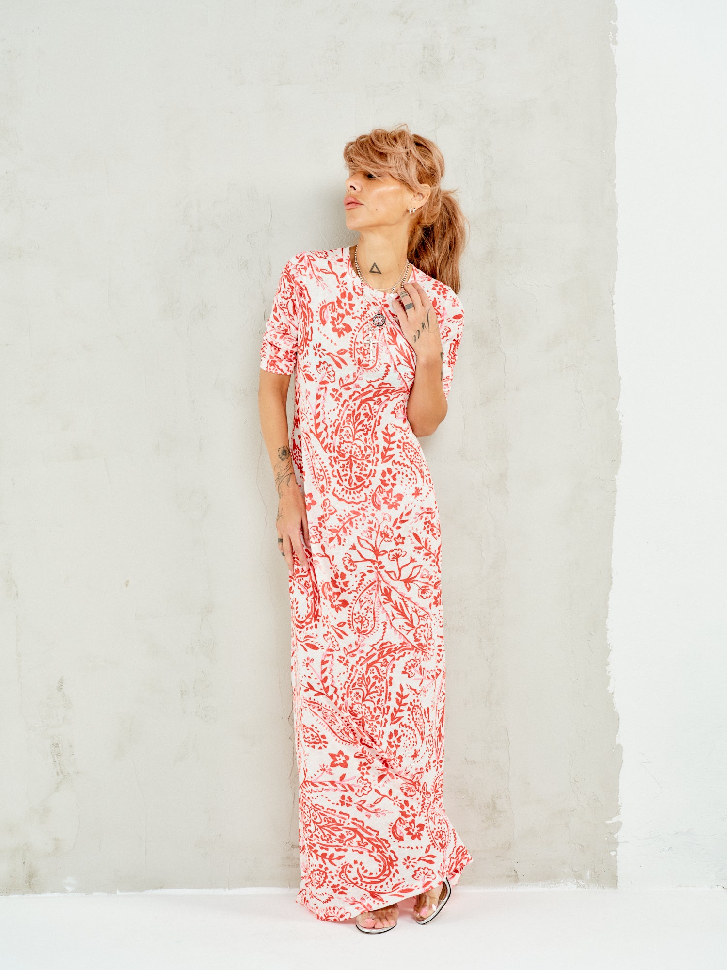 Printed Linen-Blend Maxi Dress