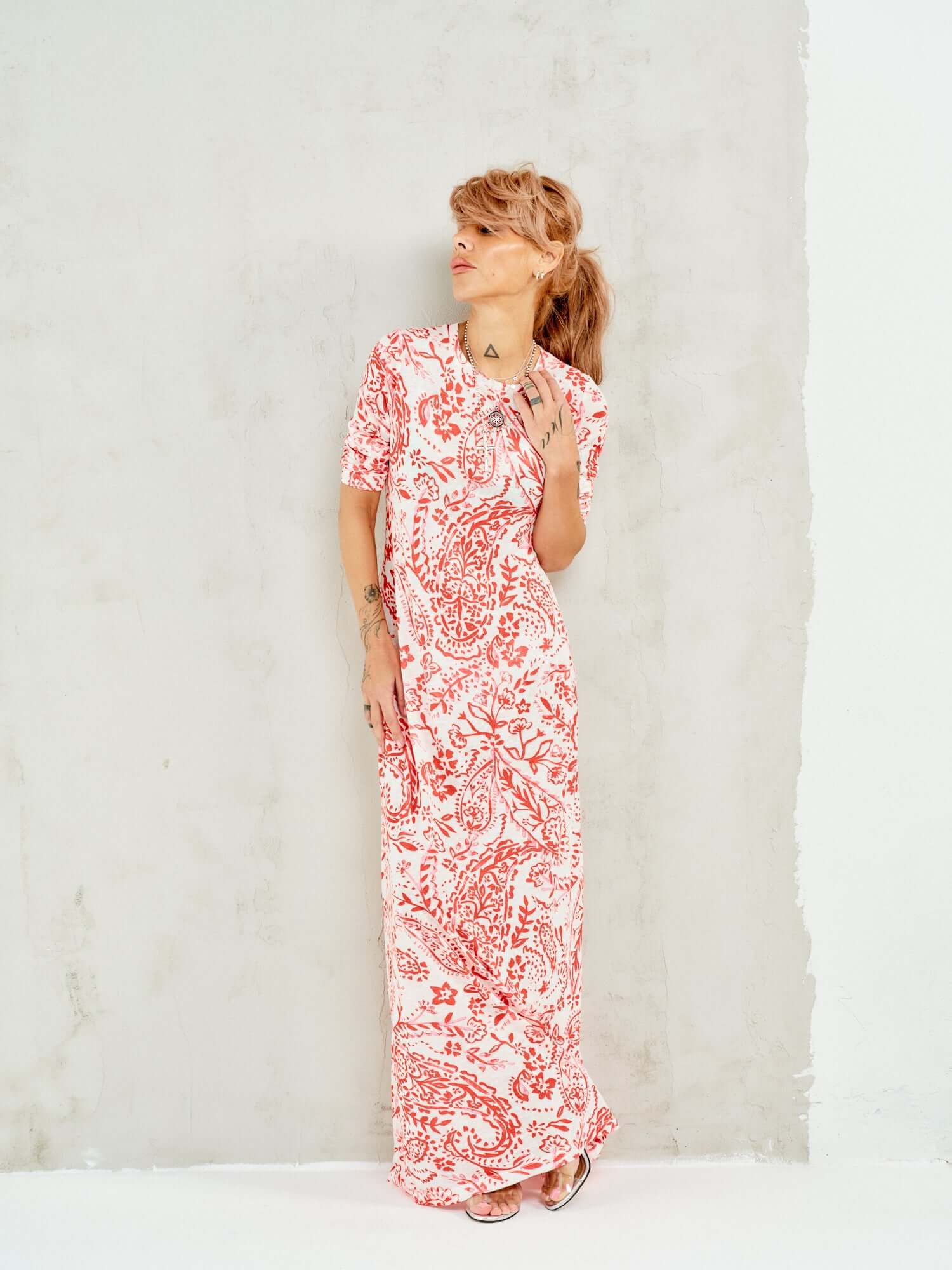Printed Linen-Blend Maxi Dress